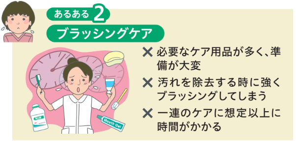 あるある2 ブラッシングケア 必要なケア用品が多く、準備が大変 など