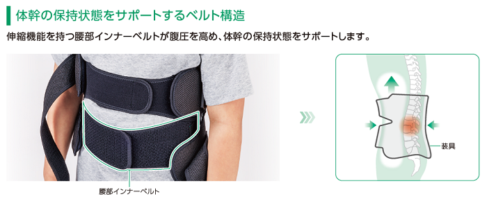 体幹の保持状態をサポートするベルト構造の画像