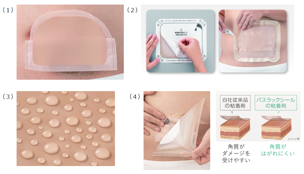 商品特長 2 オストメイトへの親切設計について　１～４の説明図